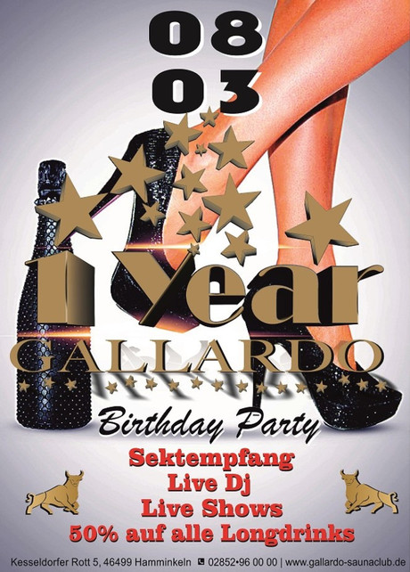 1st Birthday Party im Sauna / FKK Club Gallardo Hamminkeln (D) in Hamminkeln