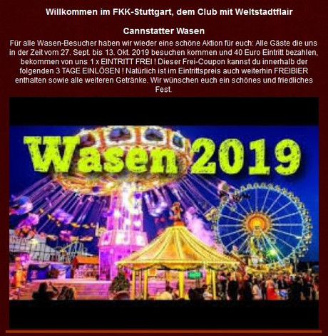 Cannstatter Wasen im Sauna / FKK Club FKK Phönix Stuttgart (D) in Stuttgart