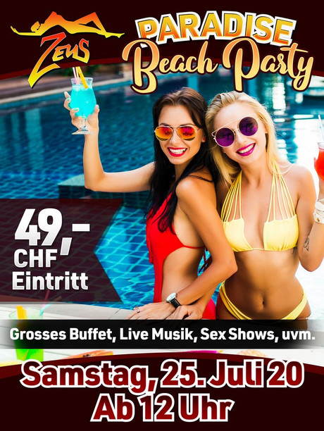 Paradise Beach Party im Sauna / FKK Club FKK Zeus Küssnacht (CH)  in Küssnacht am Rigi SZ 