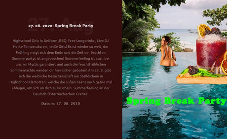 Spring Break Party - die Sommerparty im Sauna / FKK Club FKK Mystic Wals/Salzburg (A) in Wals