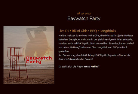 Baywatch Party im Sauna / FKK Club FKK Mystic Wals/Salzburg (A) in Wals