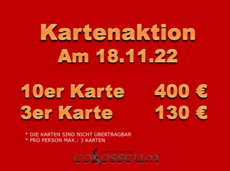 Kartenaktion im Sauna / FKK Club FKK Colosseum Augsburg (D) in Augsburg