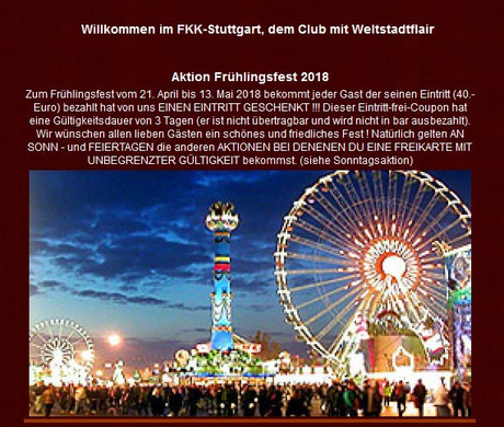 Aktion Frühlingsfest 2018 im Sauna / FKK Club FKK Phönix Stuttgart (D) in Stuttgart