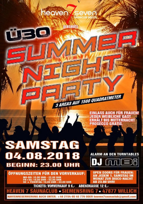 Ü30 Summer Night Party im Sauna / FKK Club Rheingold Willich (D) in Willich