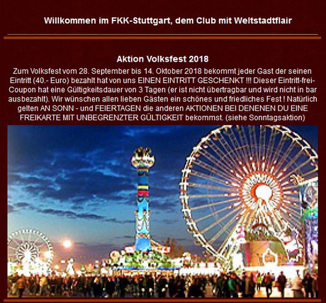 Volksfest-Aktion im Sauna / FKK Club FKK Phönix Stuttgart (D) in Stuttgart
