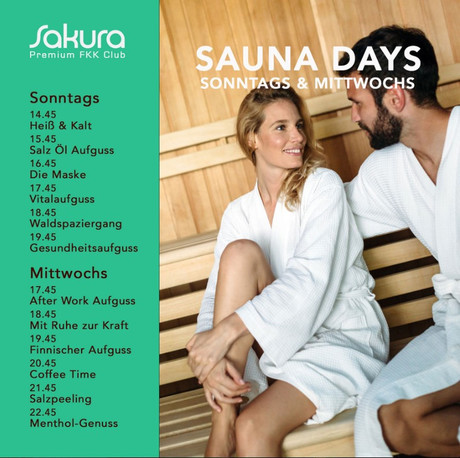 Sauna Aufgussplan im Sauna / FKK Club FKK Sakura Böblingen/Stuttgart (D) in Böblingen