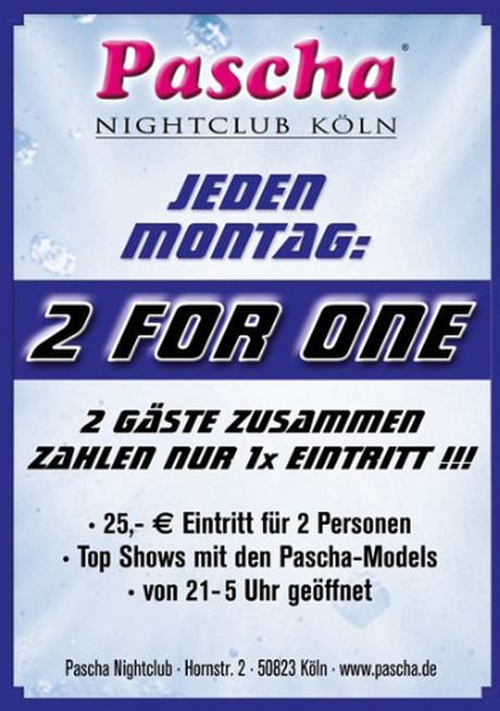 2 for 1 im Sauna / FKK Club Pascha Nightclub Köln (D) in Köln