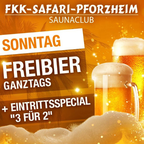 Freibier & 3 for 2 im Sauna / FKK Club FKK Safari Pforzheim (D) in Pforzheim